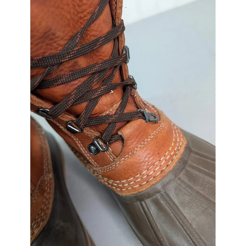 LL Bean Men's Snow Waterproof Leather‎ Duck Boots Winter Brown Size 8 M 299620